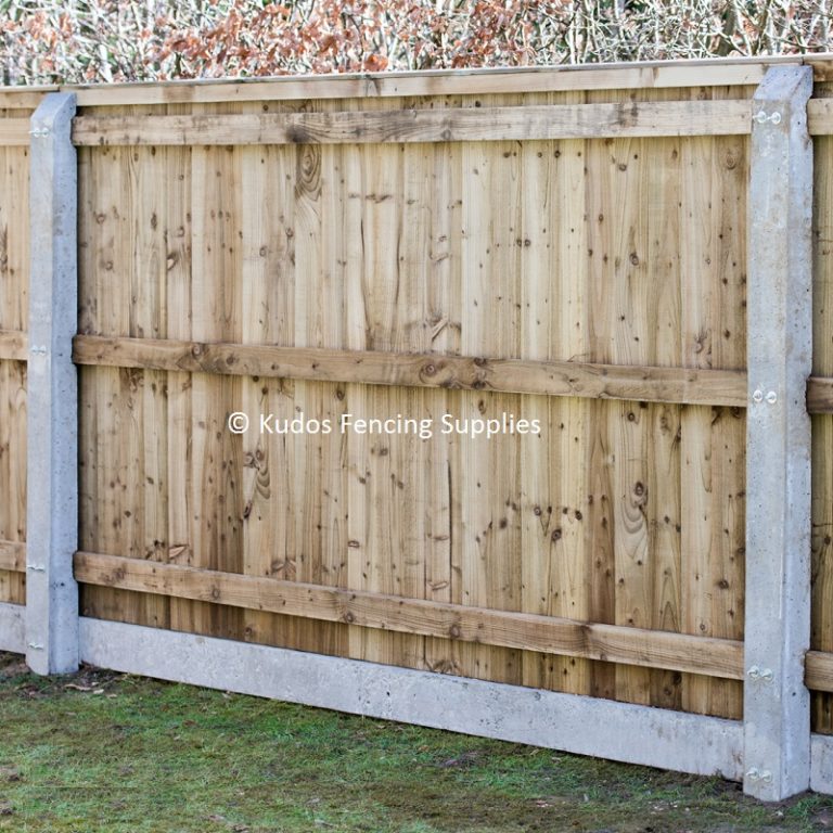 Closedboard fencing with concrete posts and concrete gravel boards.