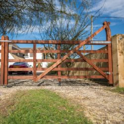 Iroko turned heel hardwood 5 bar gate driveway