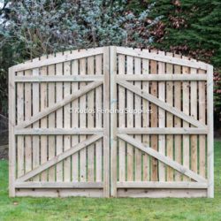 Wooden palisade driveway gates