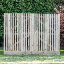 Wooden palisade driveway gates