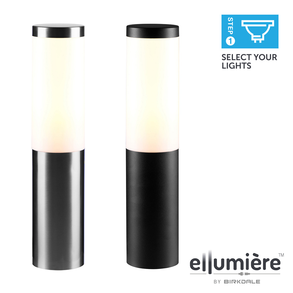 Garden Bollard Light / Black or Steel - Buy Online / UK Delivery