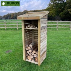 Skinny Slatted Garden Log Store