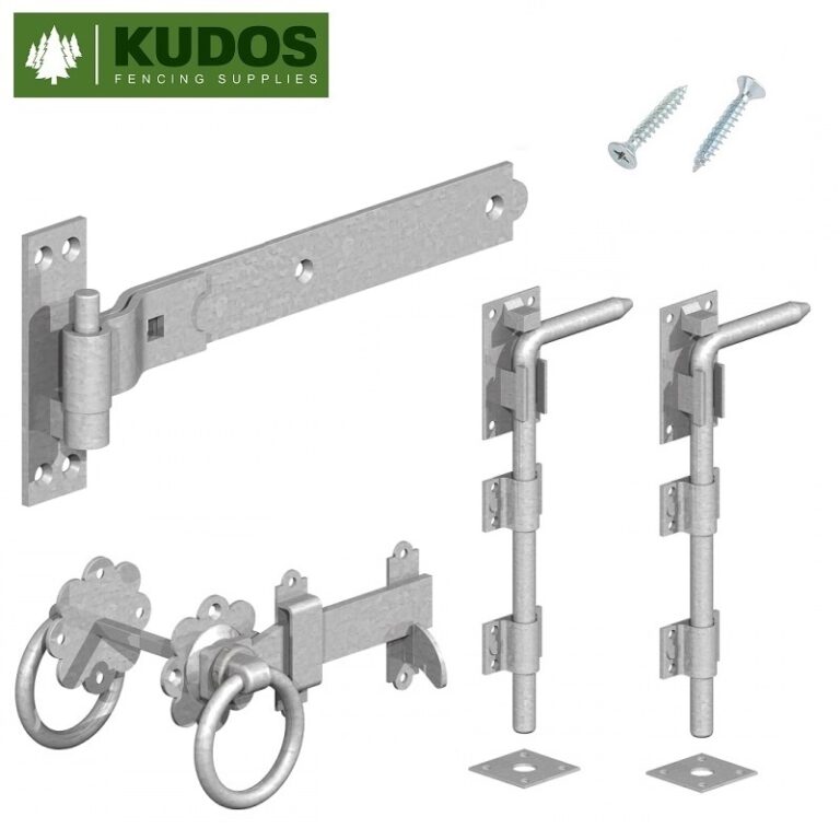 double gate hinges and latch set with drop bolts