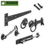 garden gate fittings in black.